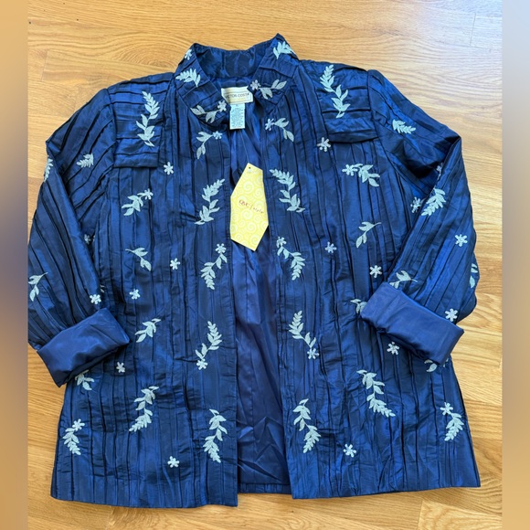 Victor Costa Midnight Blue Embroidered Jacket ladies XL NWT - Picture 5 of 8